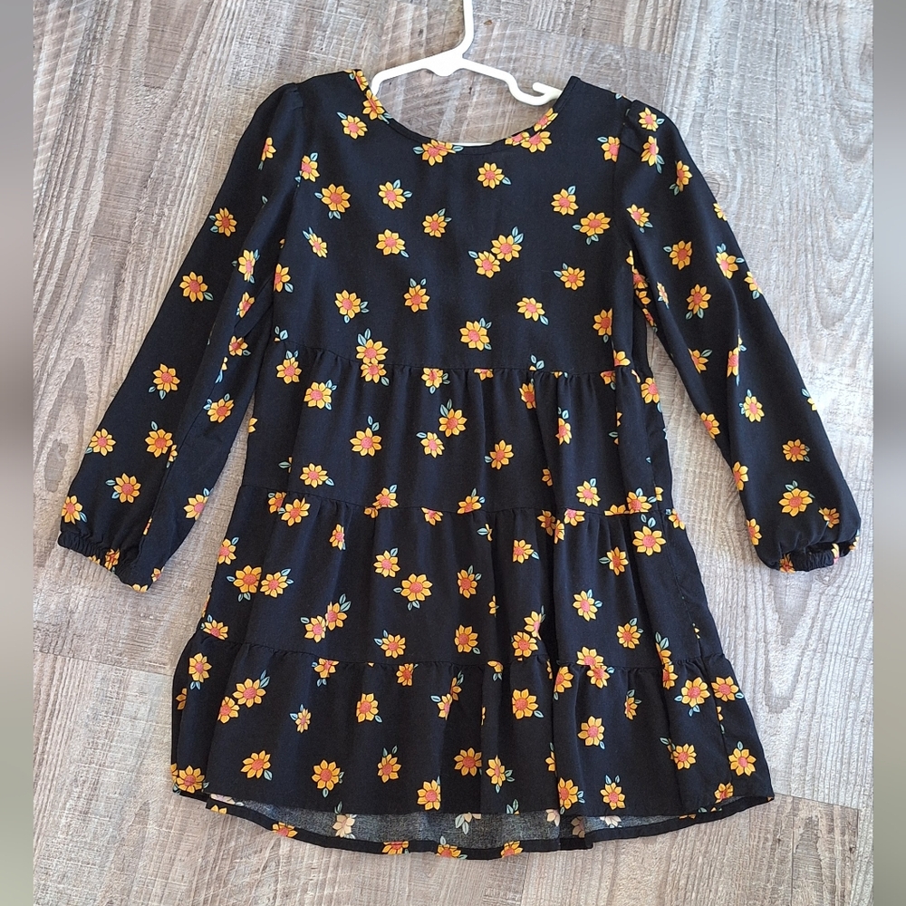 Girls Sunflower Longsleeve Dress